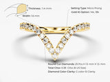 Diamond V-ring, 14k/18k gold, micro prong setting, 0.38 cttw