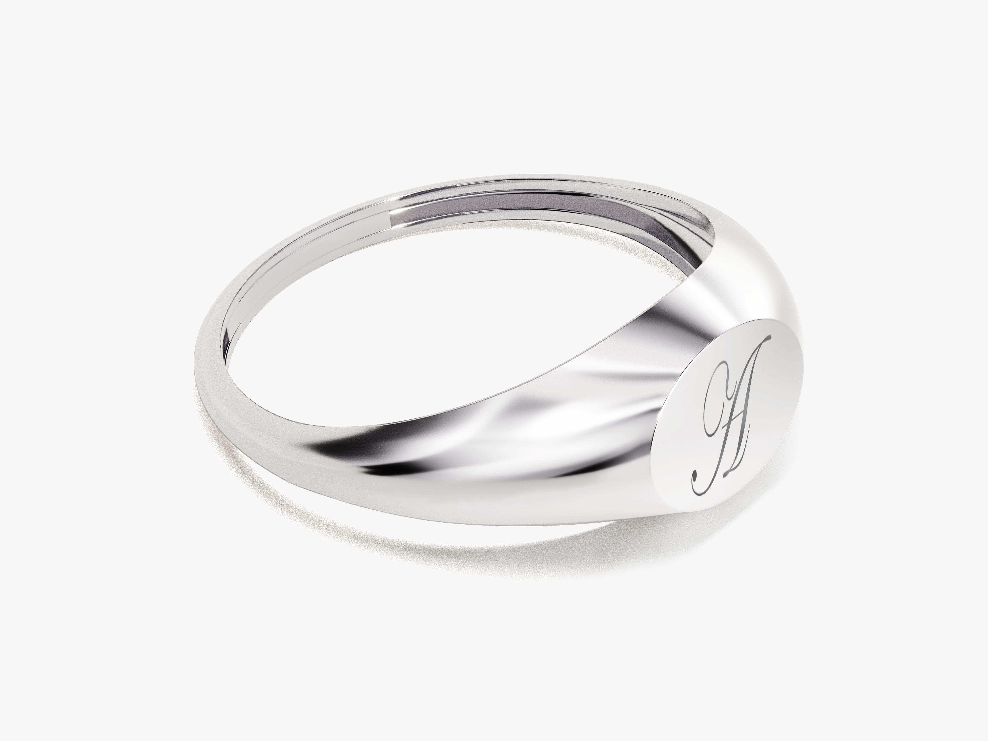 Silver signet ring with engraved initial A
