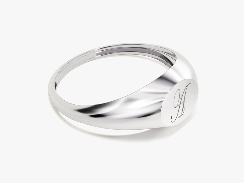 Silver signet ring with engraved initial A