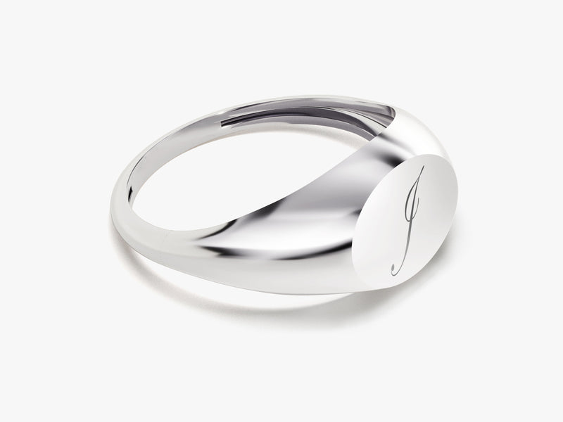 Silver signet ring with engraved initial 'J' for jewelry