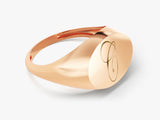 Rose gold signet ring with engraved initial C