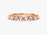Rose gold ring with baguette and round diamonds