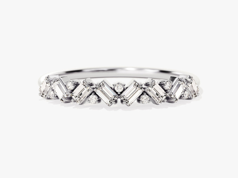 Diamond baguette and round cut eternity ring for jewelry