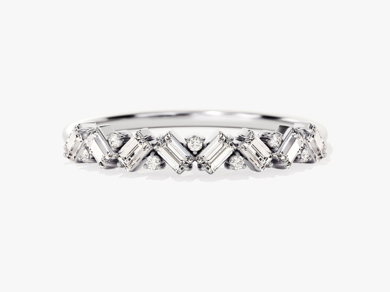 Diamond baguette and round cut eternity ring