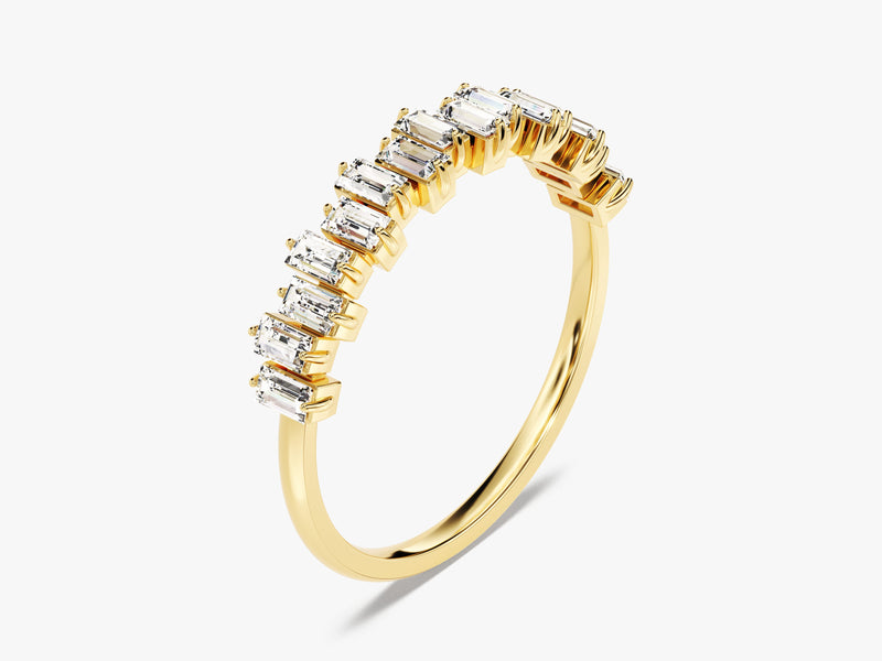 Gold ring with baguette diamonds, elegant jewelry for women