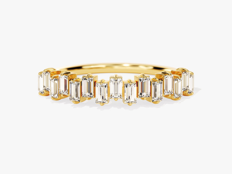 Gold ring with baguette diamonds, elegant jewelry for women