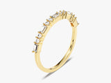 Gold ring with alternating round and baguette diamonds