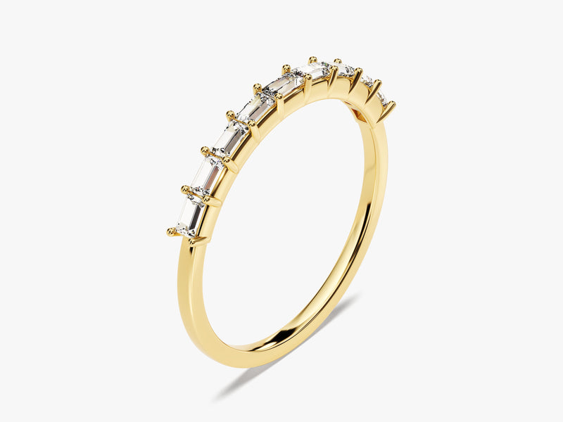 Gold ring with baguette diamonds, fine jewelry