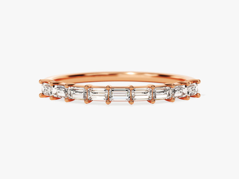 Rose gold baguette diamond eternity ring for jewelry