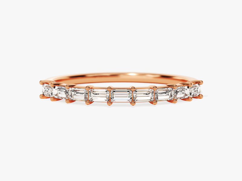 Rose gold baguette diamond eternity ring for jewelry company