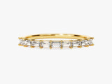 Gold band ring with baguette diamonds, fine jewelry