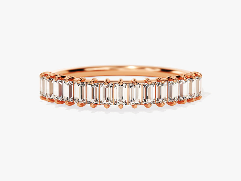 Rose gold baguette diamond eternity ring for jewelry lovers