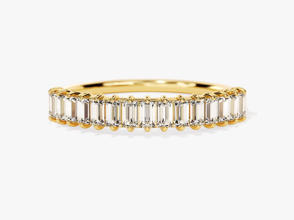 Gold band ring with baguette diamonds, fine jewelry