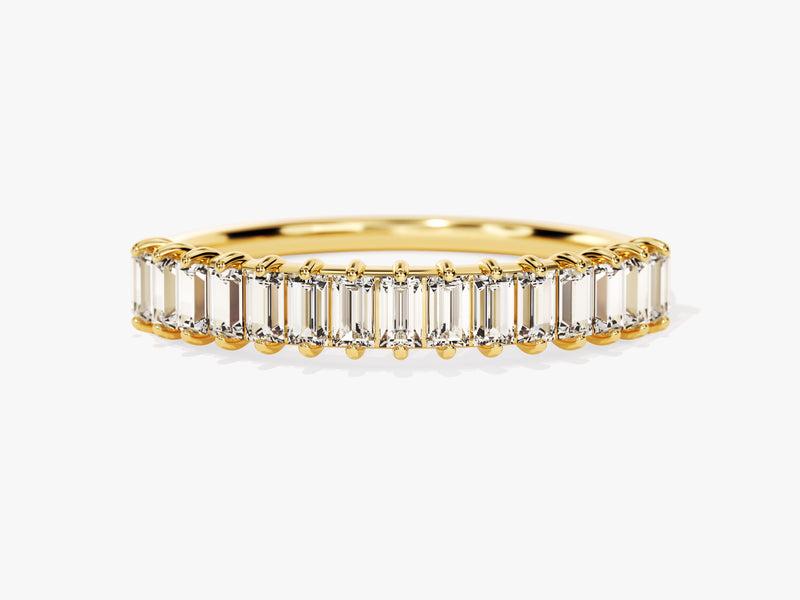 Gold band ring with baguette diamonds, fine jewelry