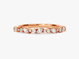 Rose gold diamond band ring with marquise and round cut stones