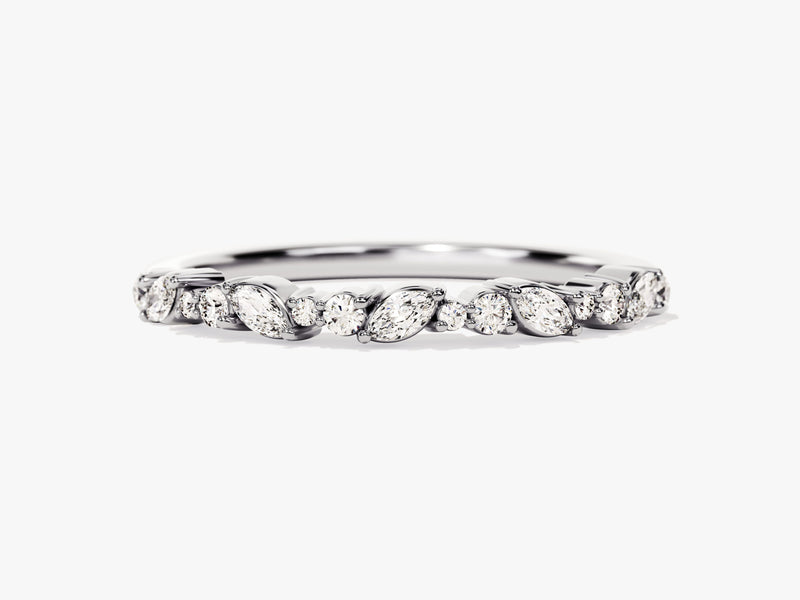 Diamond marquise and round cut band ring for jewelry company
