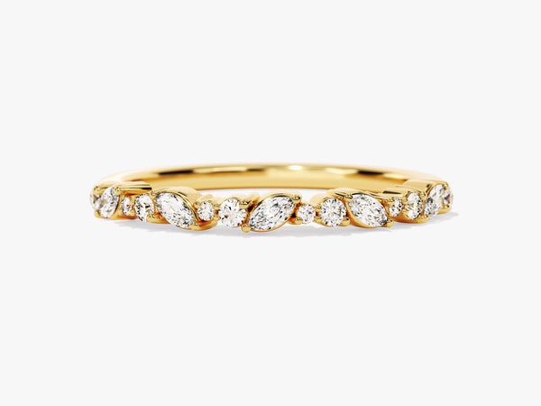 Gold diamond ring with marquise and round stones
