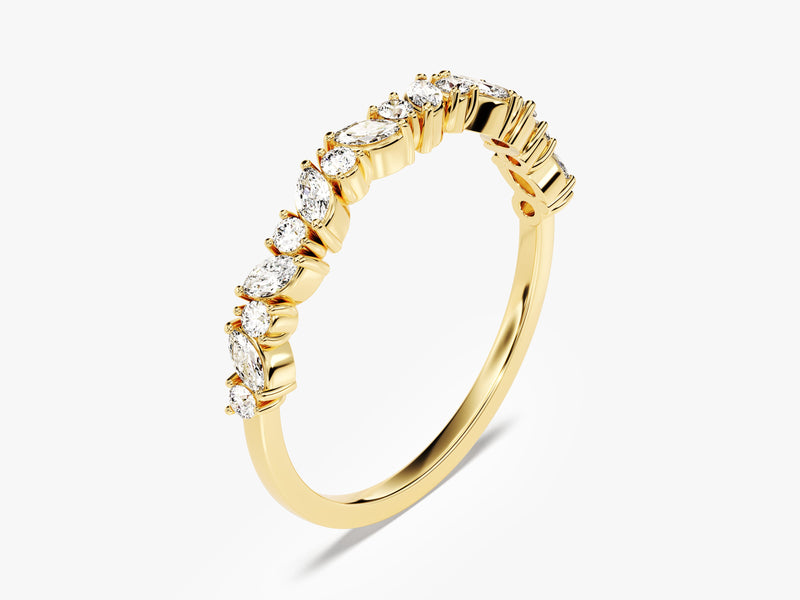 Gold diamond eternity ring with marquise and round stones