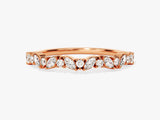 Rose gold marquise and round diamond wedding band ring