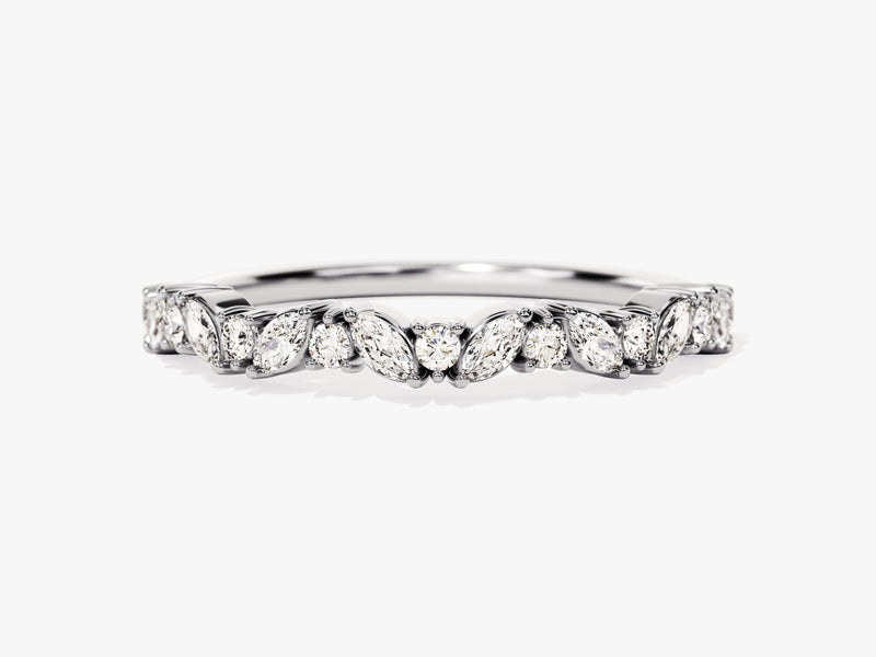 Diamond marquise and round cut wedding band ring