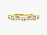 Gold marquise and round diamond wedding band ring