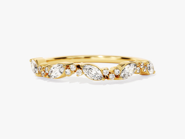 Gold marquise and round diamond eternity ring