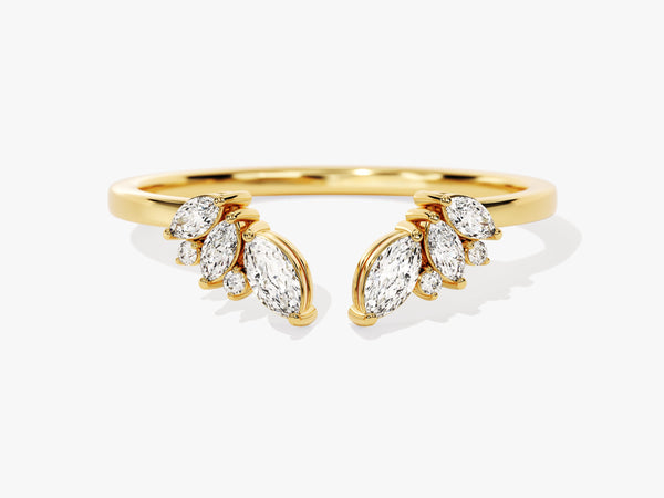 Gold ring with marquise and round diamonds, jewelry design