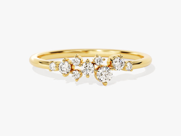 Gold ring with scattered diamonds, fine jewelry