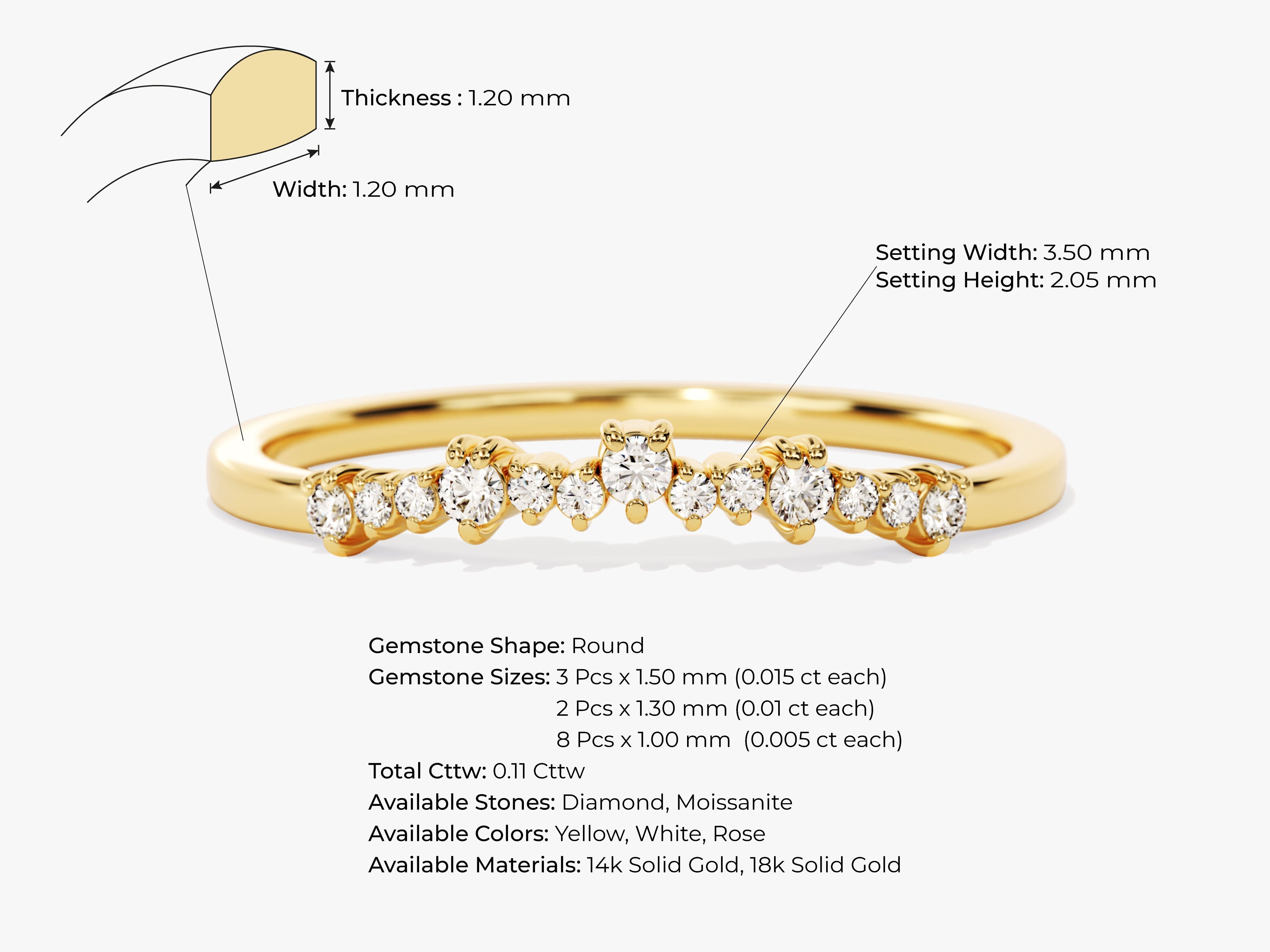 Gold ring with round diamonds, jewelry details