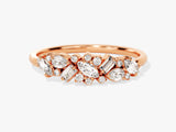 Rose gold ring with assorted diamond cuts, jewelry design