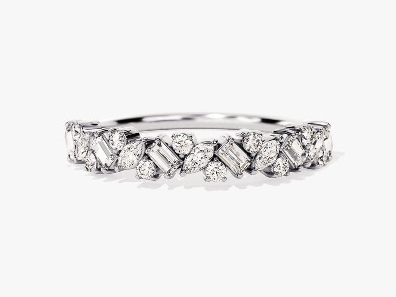 Diamond eternity band with mixed cut stones