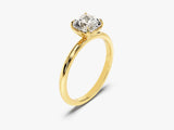 Gold ring with a cushion-cut diamond, fine jewelry