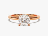 Rose gold ring with cushion cut diamond engagement ring