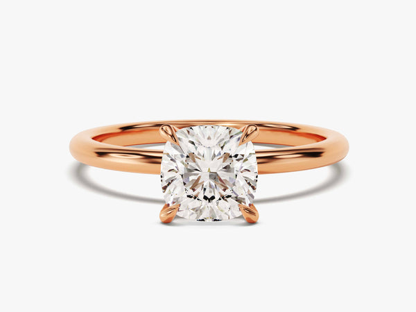 Rose gold ring with cushion cut diamond engagement ring