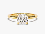 Gold ring with cushion cut diamond engagement ring