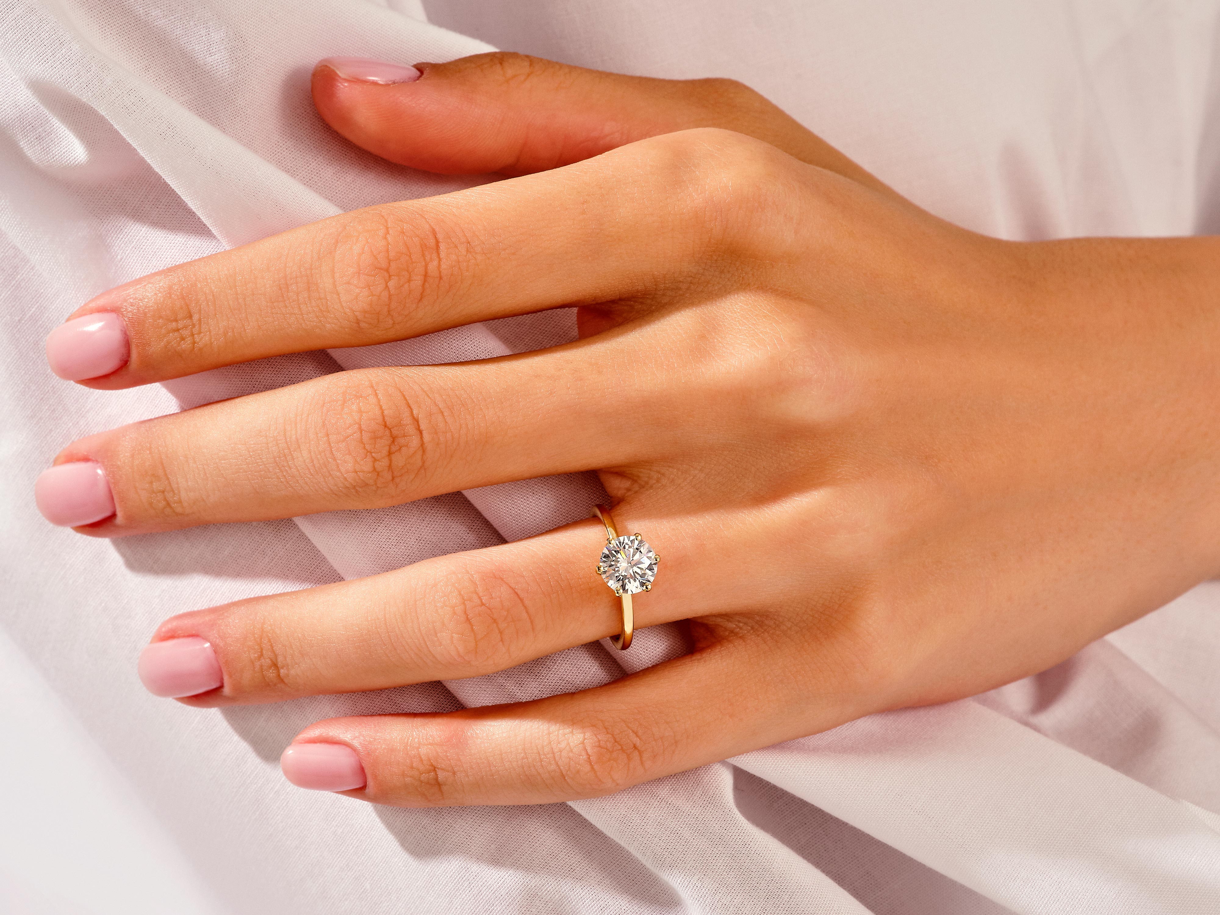 Diamond engagement ring on a woman's hand