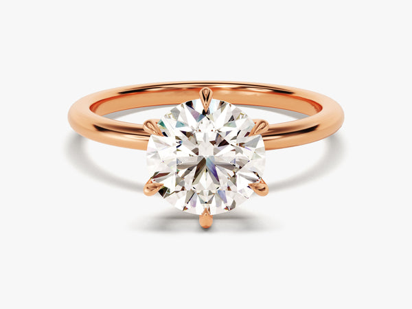 Rose gold diamond engagement ring with six-prong setting