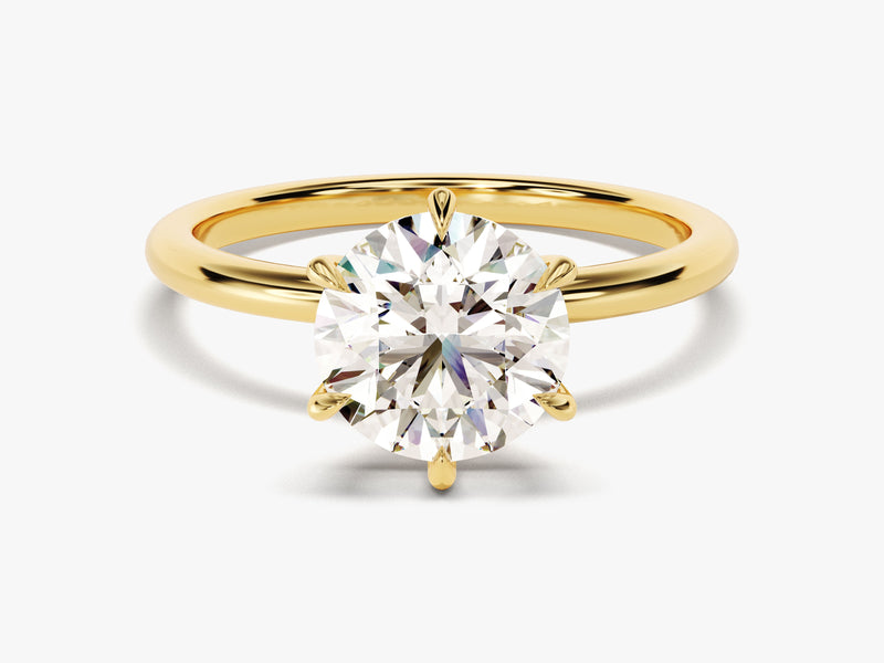 Gold ring with a sparkling diamond, fine jewelry for her
