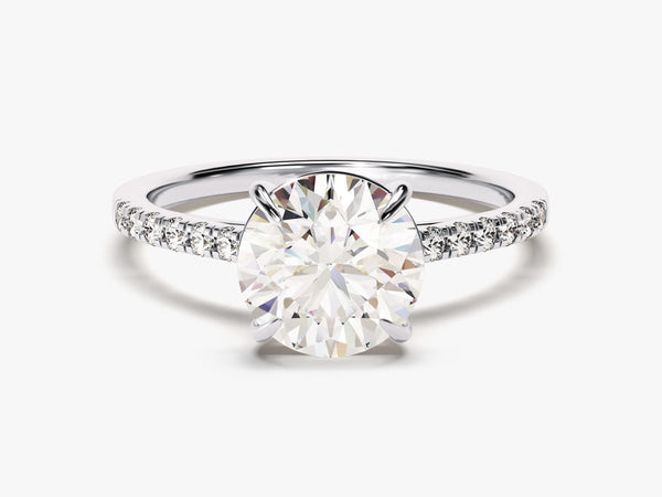 Oval diamond engagement ring with pave band