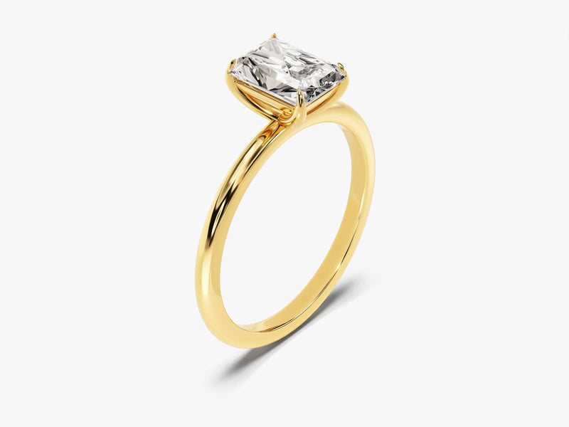 Gold ring with radiant cut diamond engagement ring jewelry