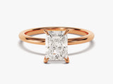 Radiant cut diamond engagement ring in rose gold setting