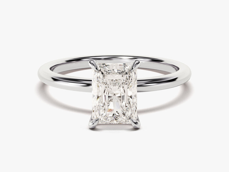 Radiant cut diamond engagement ring in platinum setting
