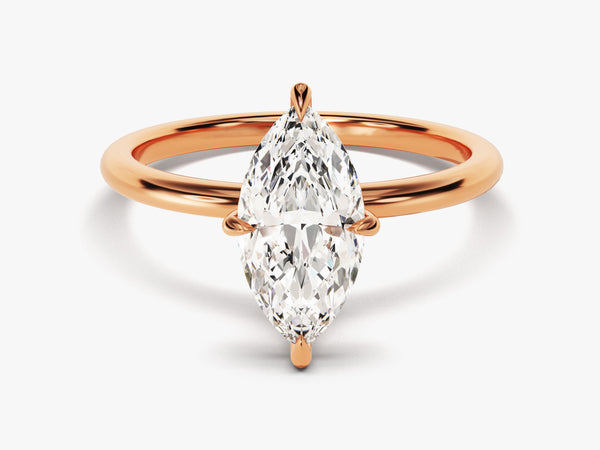 Marquise diamond engagement ring in rose gold setting