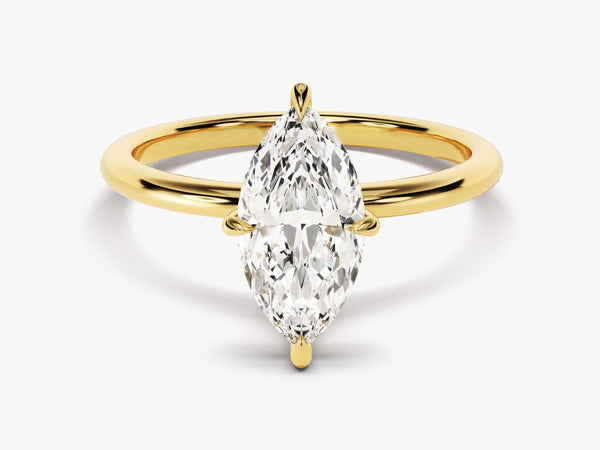 Marquise diamond engagement ring in yellow gold