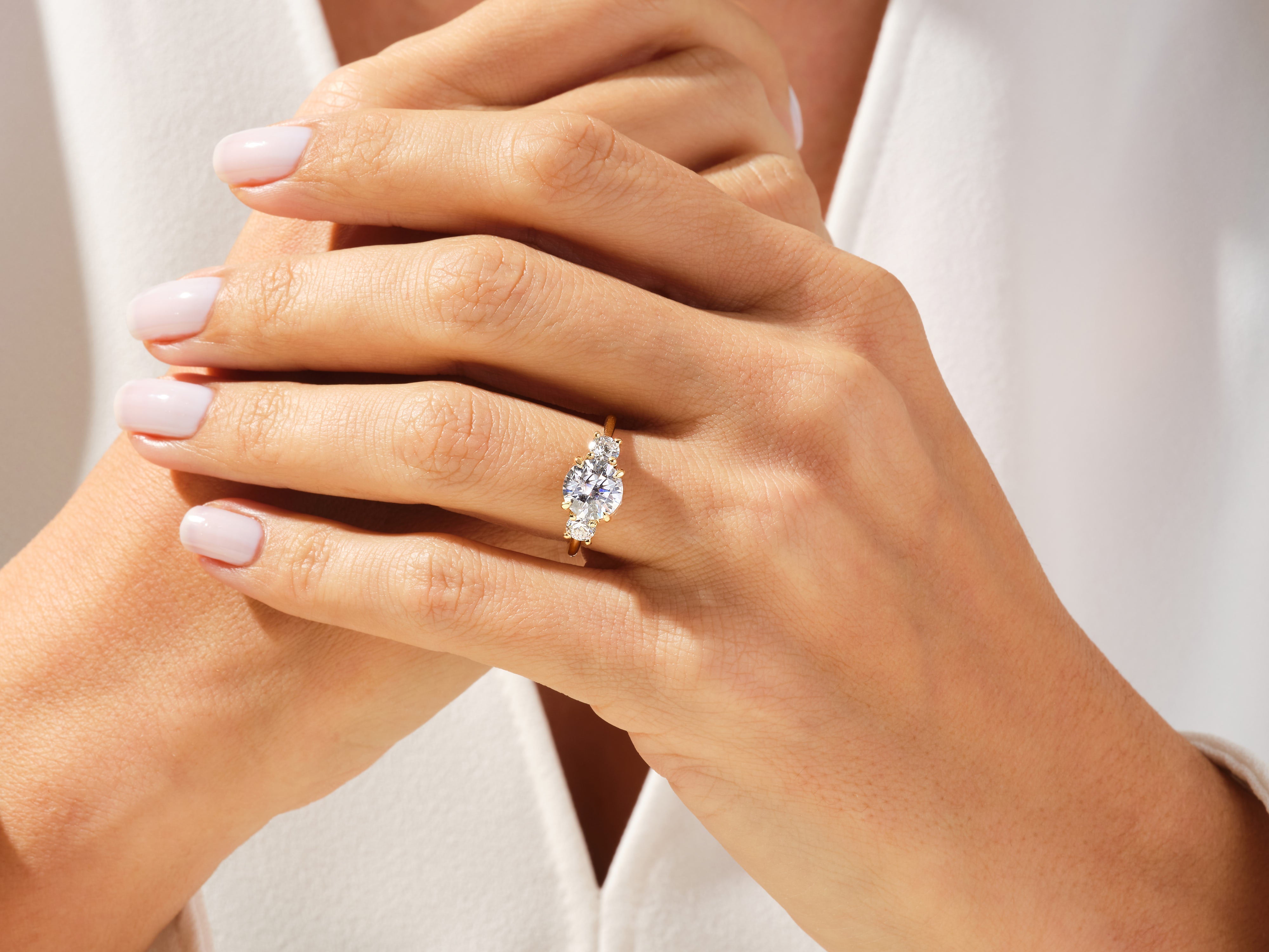 Diamond engagement ring on a woman's hand