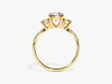 Three-stone diamond engagement ring in yellow gold