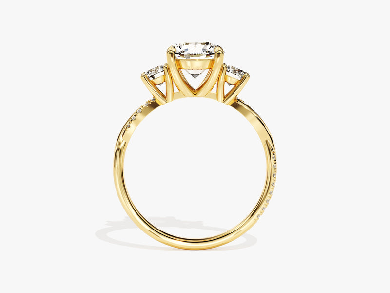 Three-stone diamond engagement ring in yellow gold