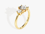 Gold three-stone diamond ring for jewelry firm