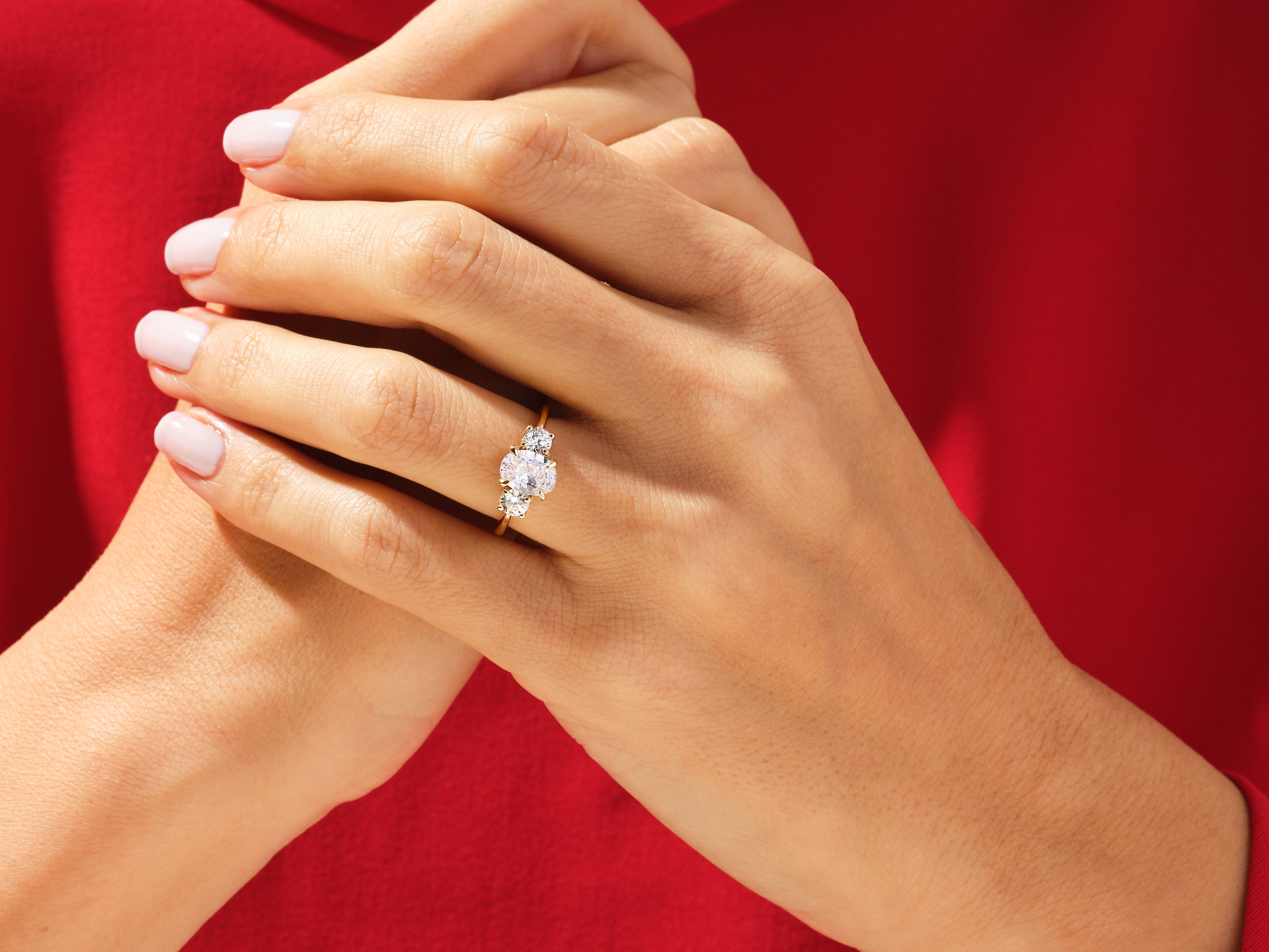 Diamond engagement ring on hand, jewelry for her