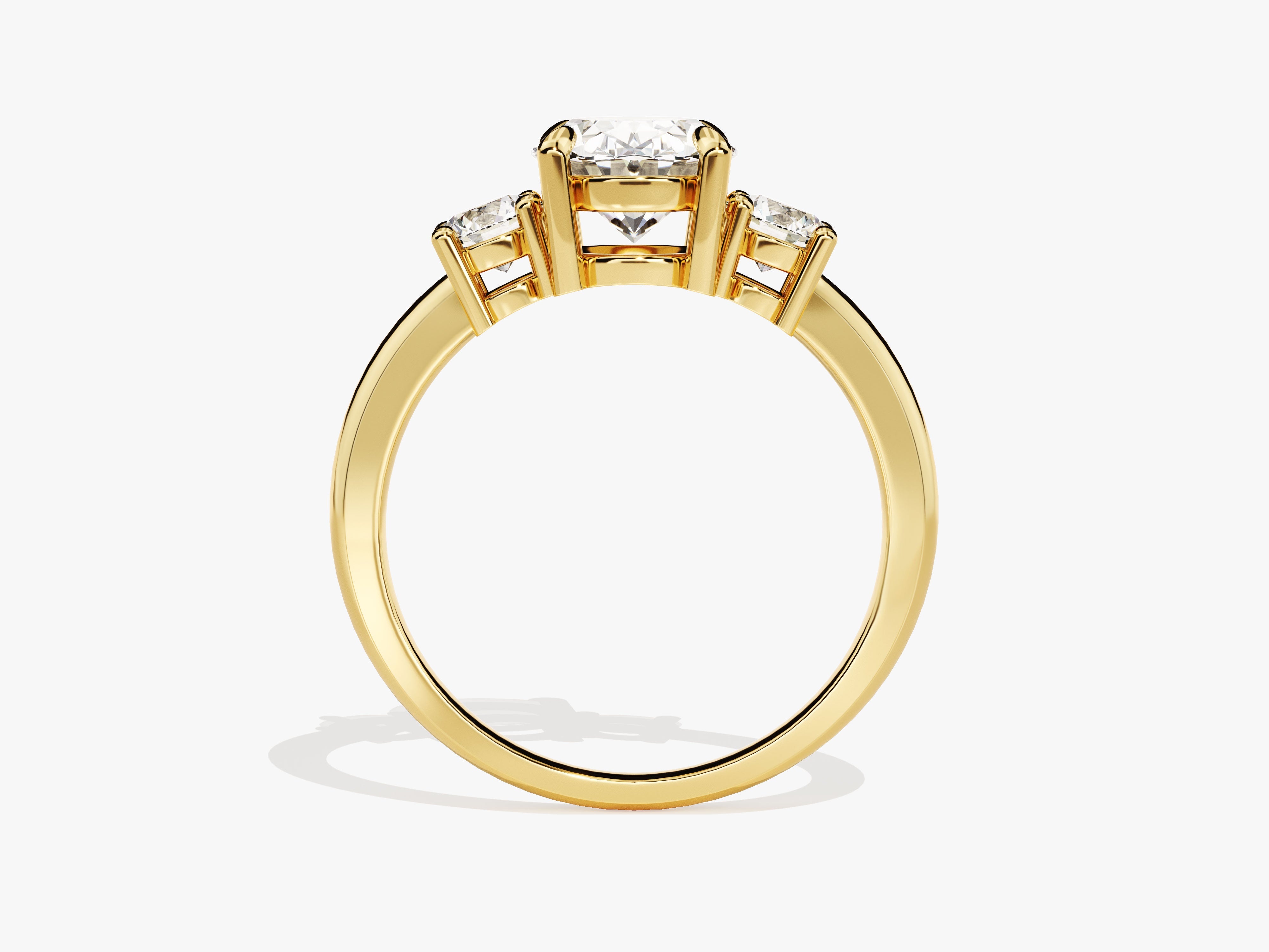 Gold three-stone diamond ring, fine jewelry, engagement ring